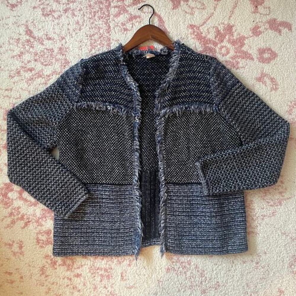 2000s Boho‎ Chic Blue Distressed Patchwork Jacket - image 1